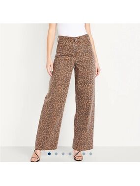 Old Navy Leopard Print High Rise Baggy Wide-Leg Jeans